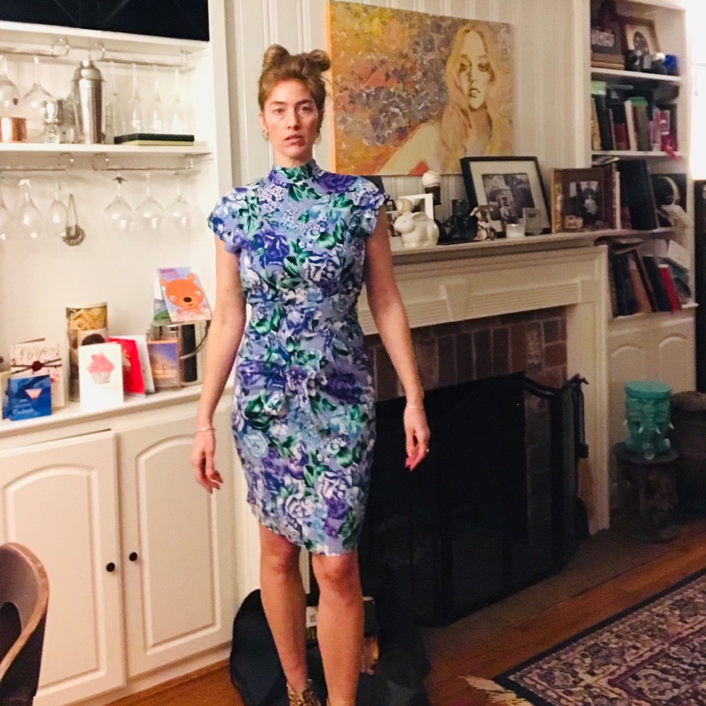 Hot Hawaiian print sleeveless 80’s vintage dress